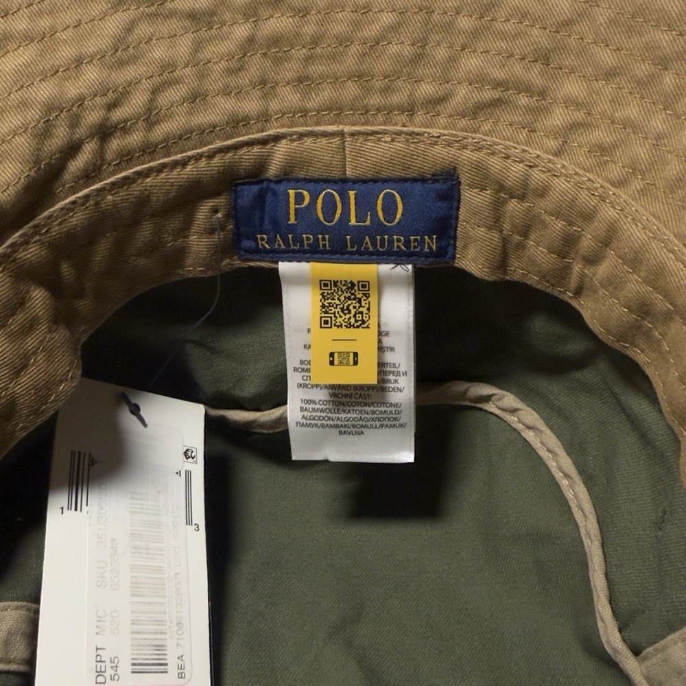 New Polo Ralph Lauren Bear Bucket Hat Size L/XL Olive Green Twill Embroidered - Picture 6 of 8